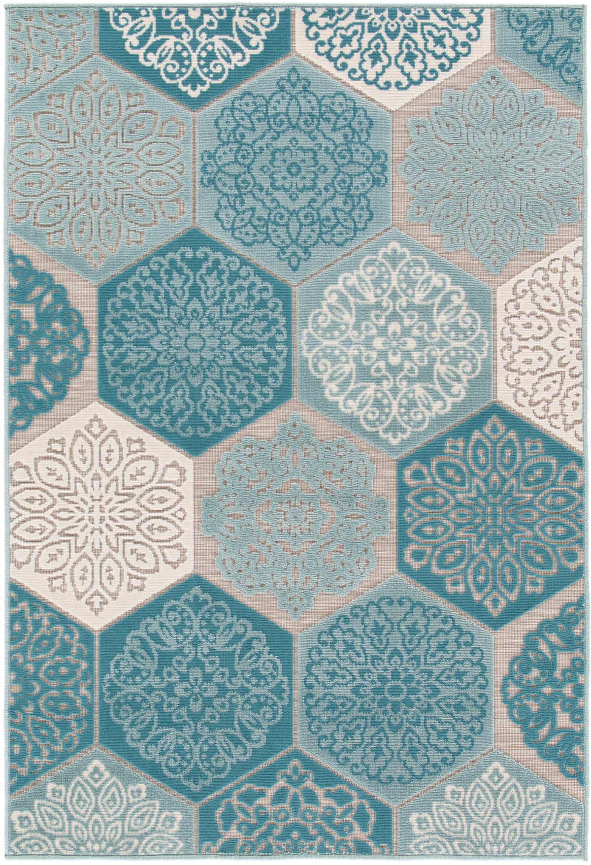 Garden Impressions Hexagon Buitenkleed 200x290 turquoise