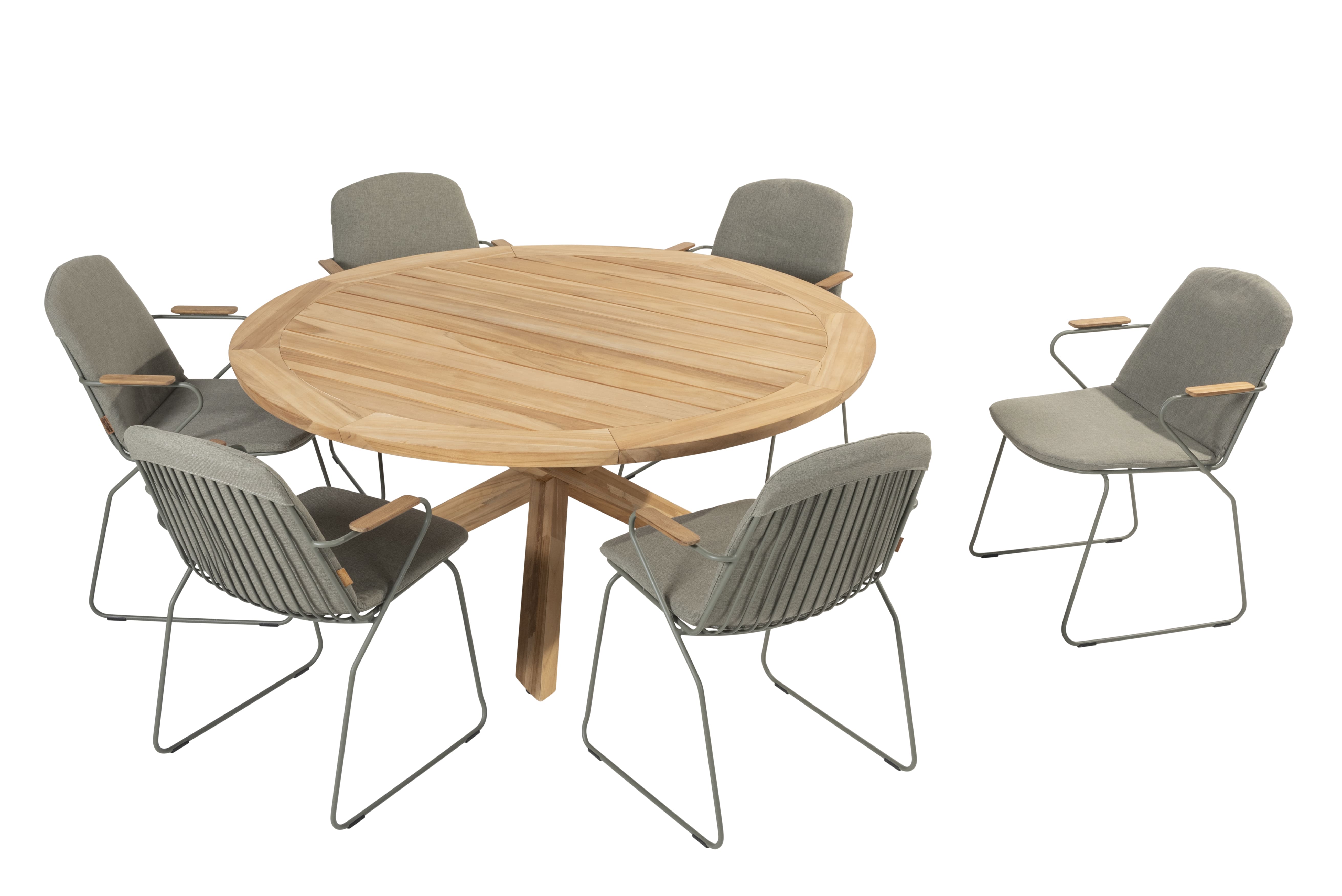 4 Seasons Outdoor veneto olive-prado Ø160cm diningset 7-delig