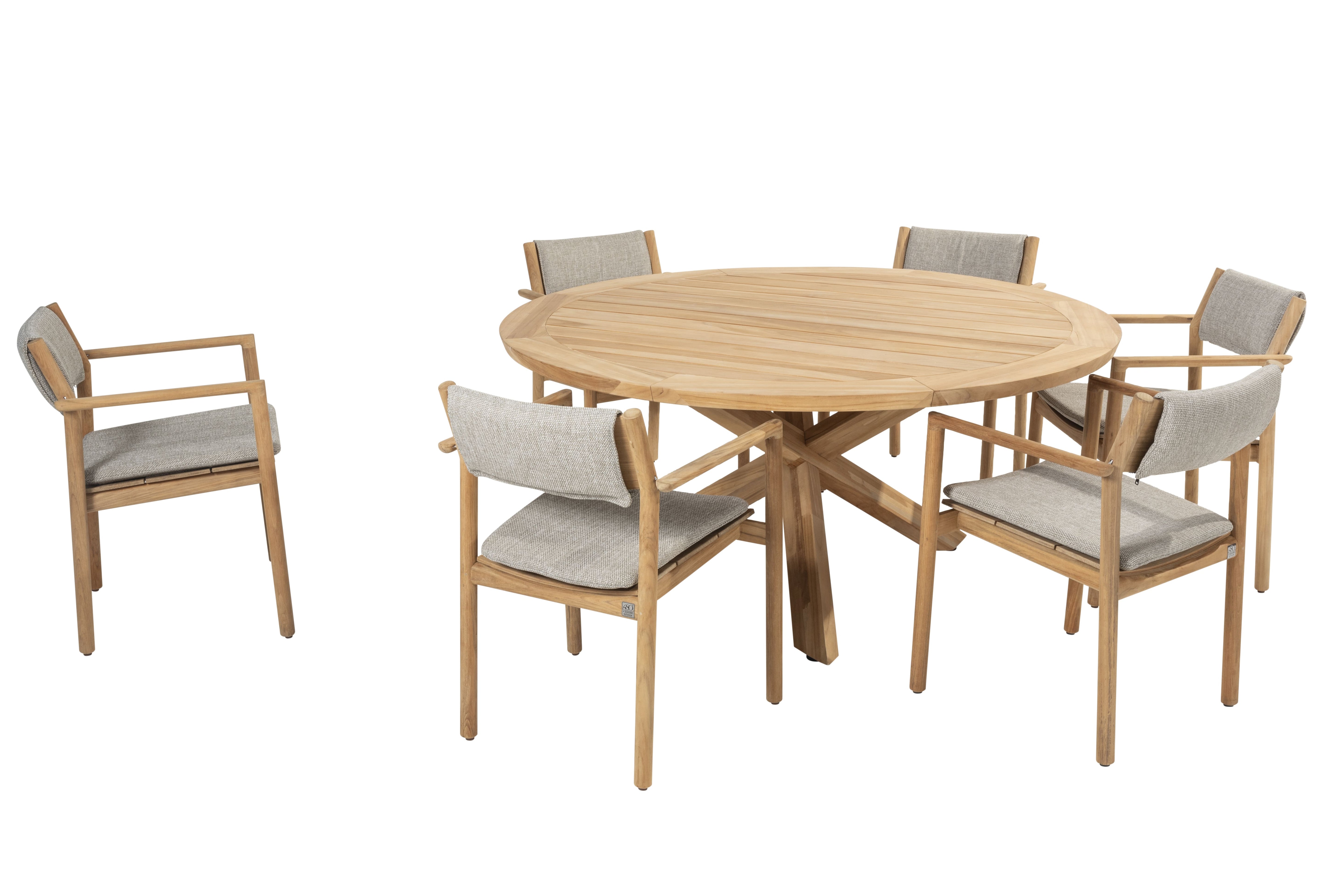 4 Seasons Outdoor Diningset Levi-Prado teak ø160cm 7-delig