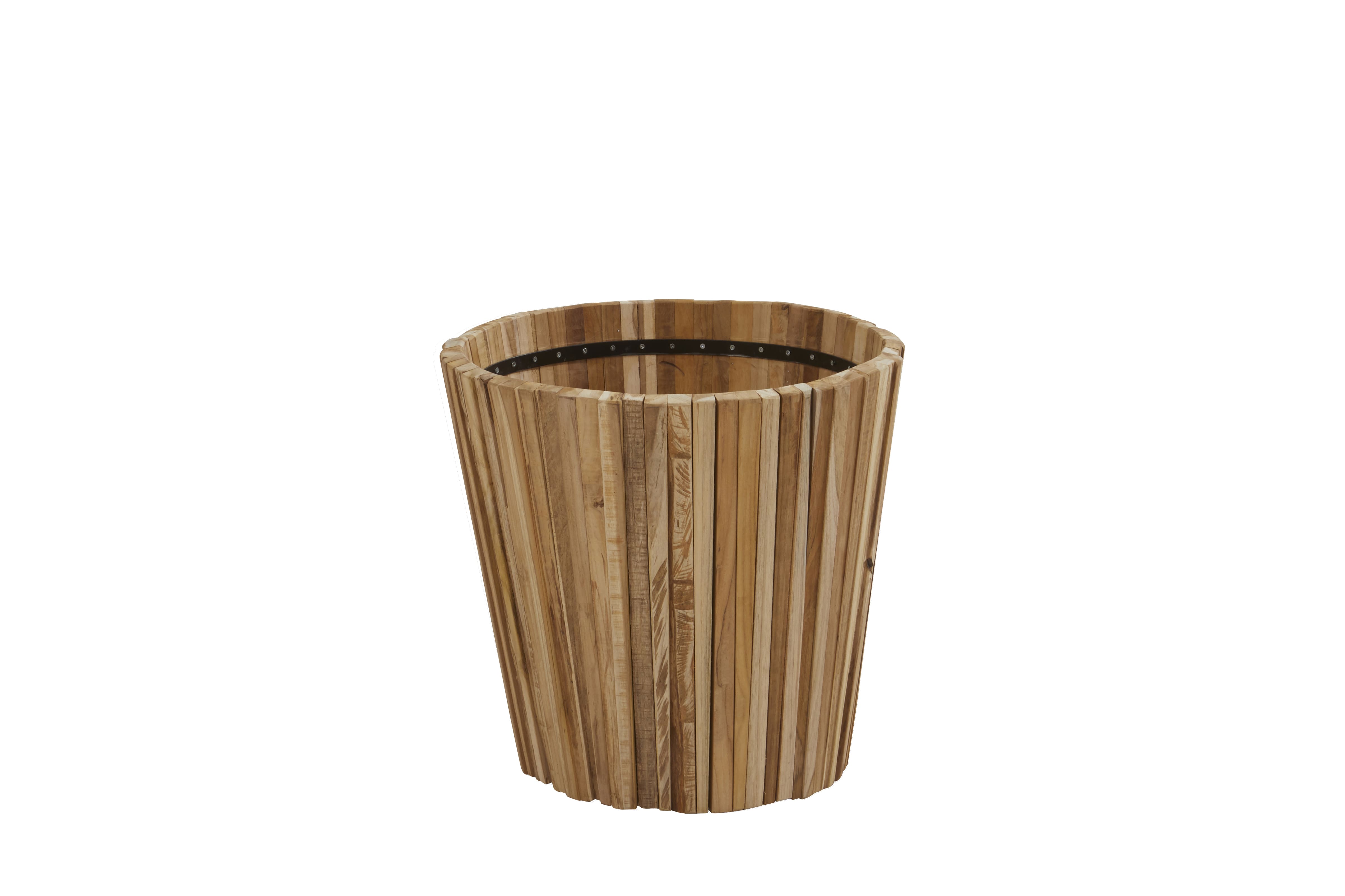 4 Seasons Outdoor Miguel plantenbak rond Small teak 58 cm. (H 50 cm.)