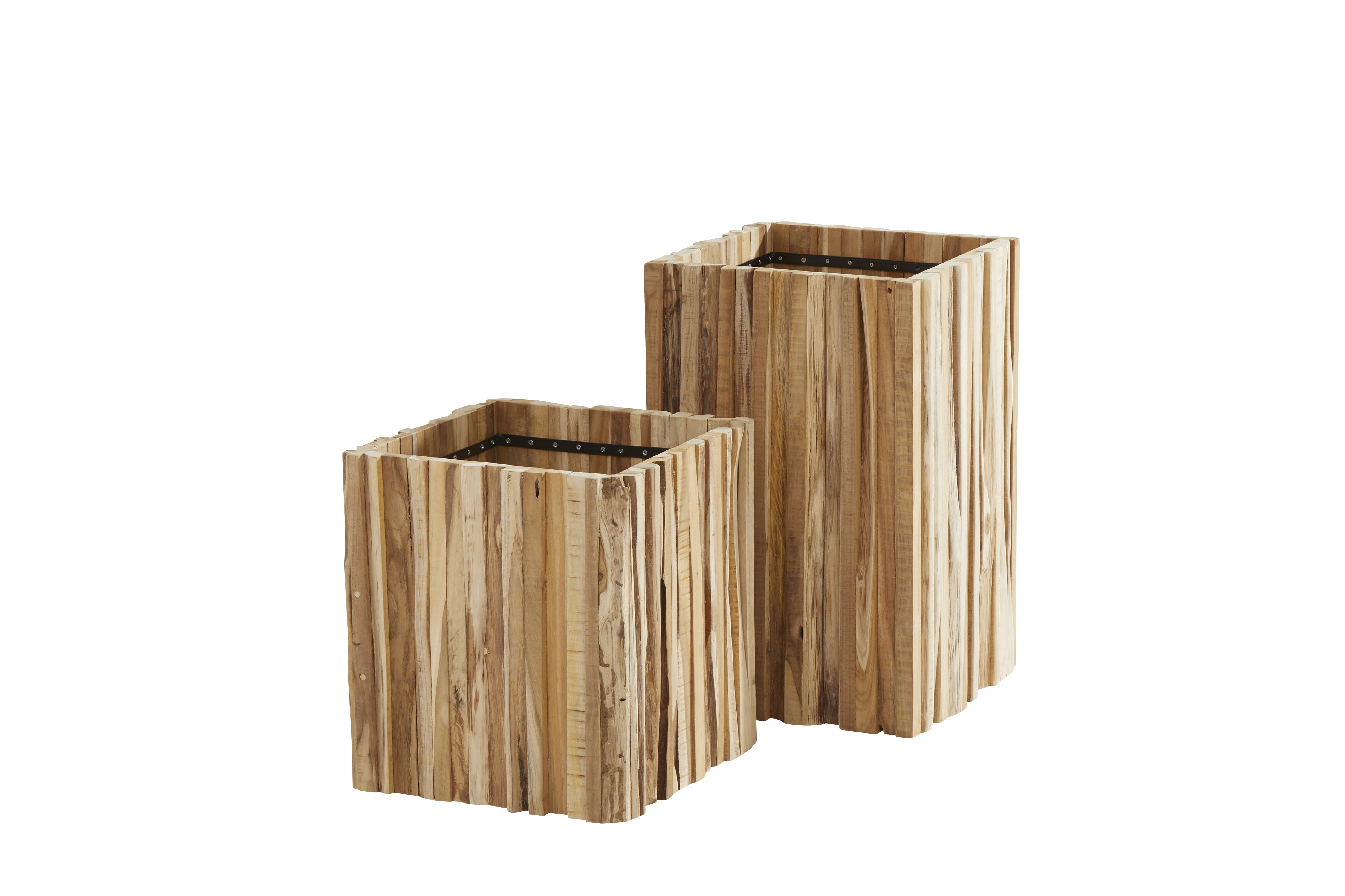 4 Seasons Outdoor Miguel plantenbak vierkant Medium teak 45 x 45 cm. (H 70 cm.)