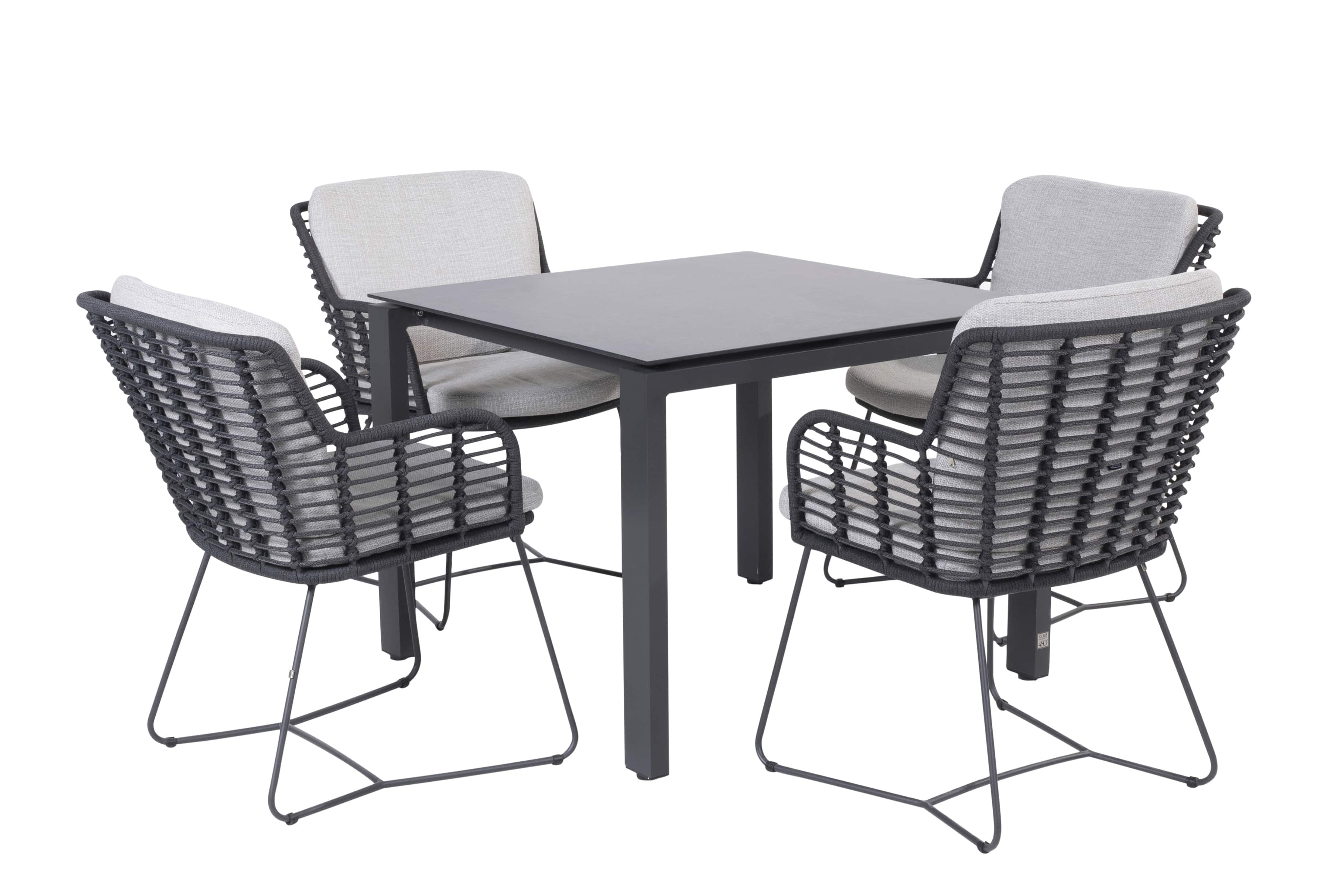 4 Seasons Outdoor fabrice antraciet-goa HPL slate antraciet 95cm diningset 5-delig