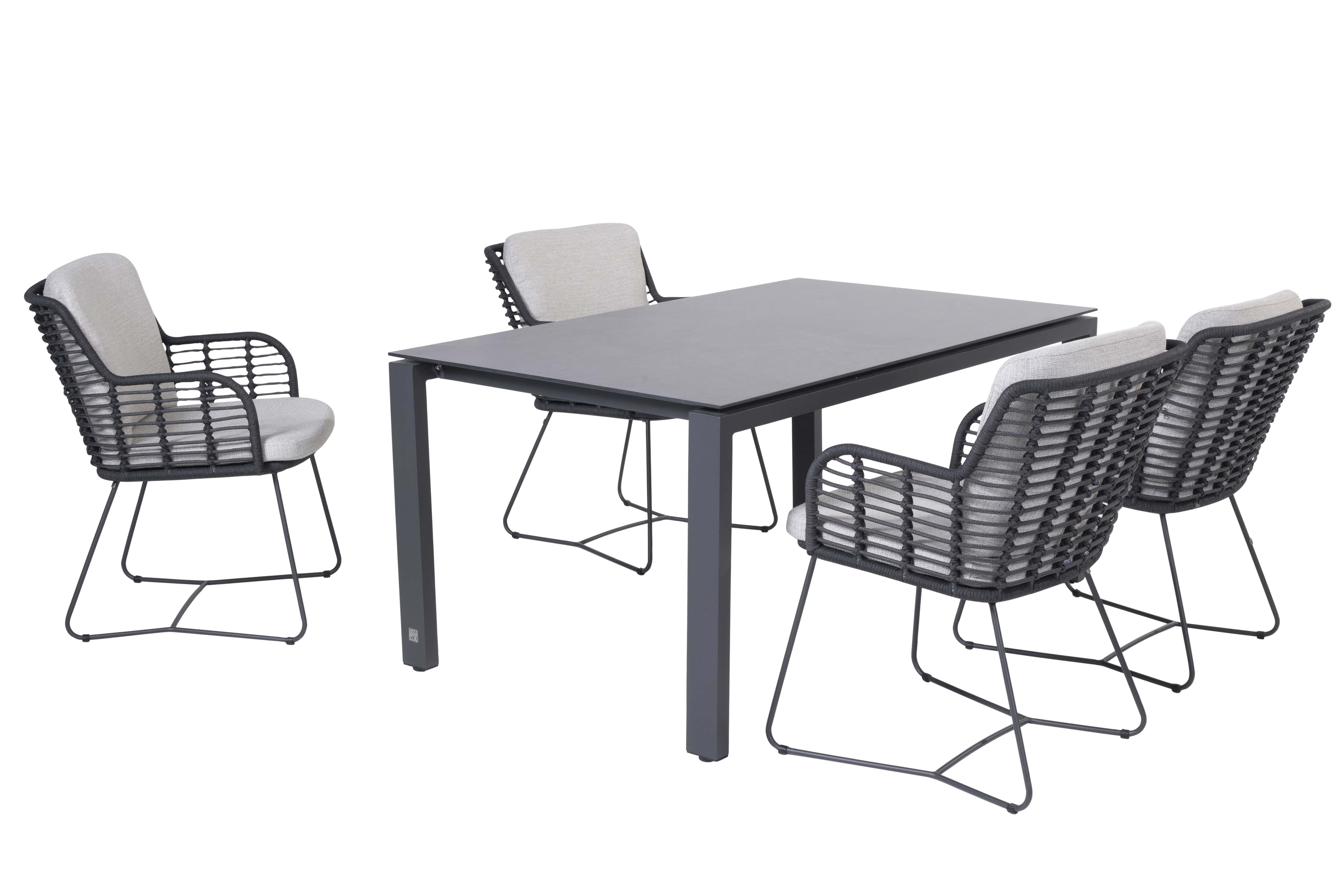 4 Seasons Outdoor Diningset Fabrice antraciet-Goa HPL slate antraciet 160x95cm 5-delig