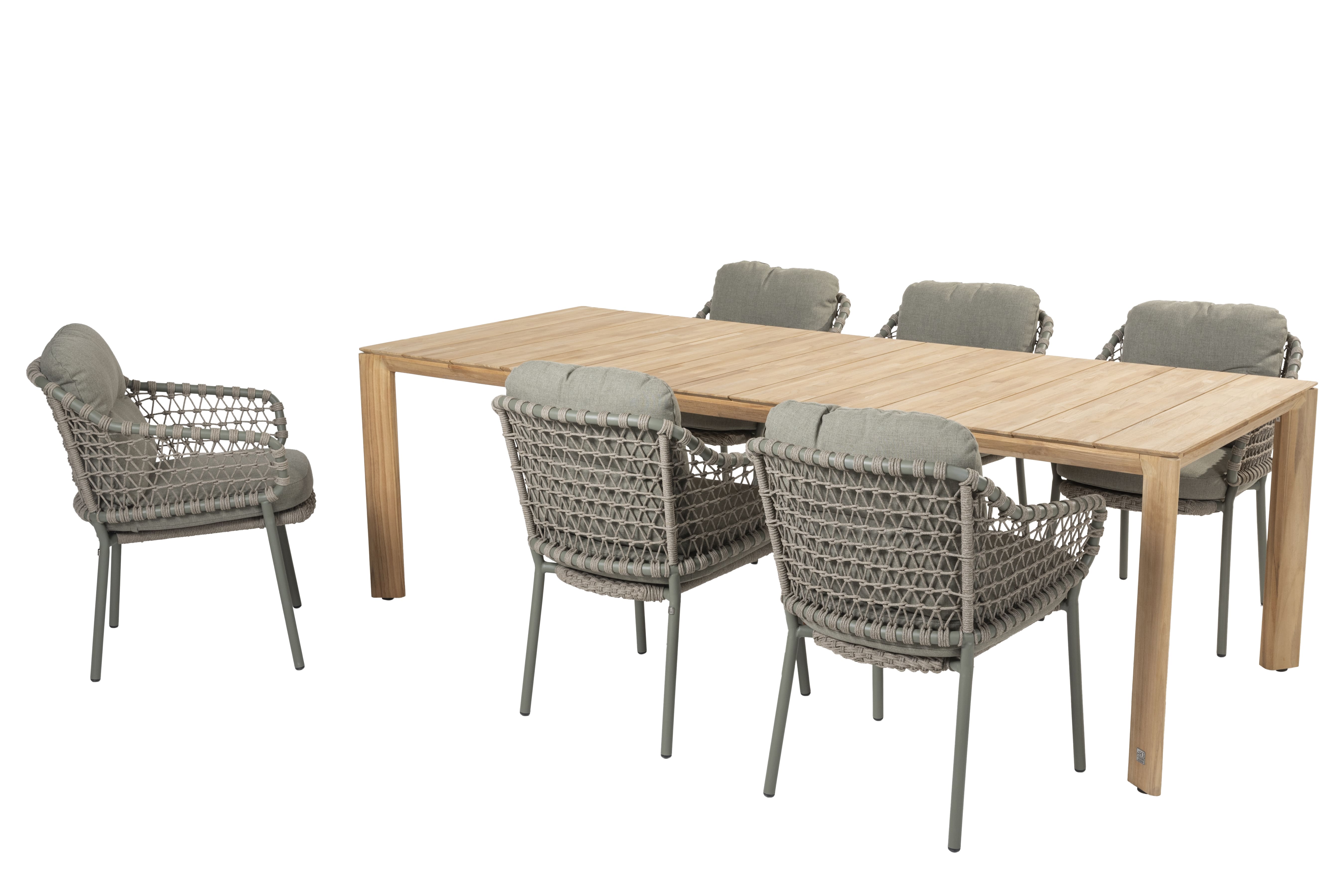 4 Seasons Outdoor Diningset Jura olive-Liam 240x100cm 7-delig