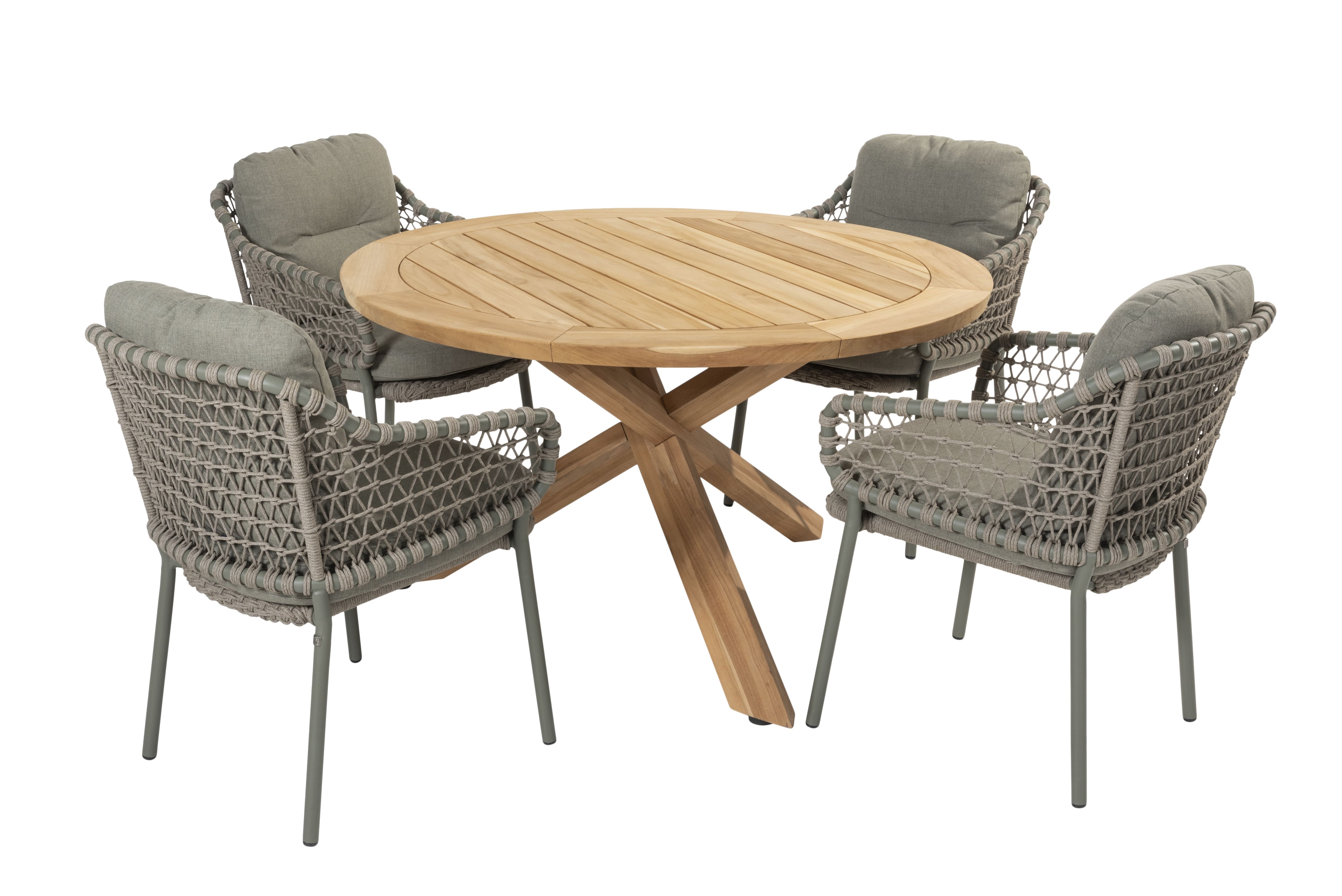 4 Seasons Outdoor Diningset Jura olive-Prado ø130cm 5-delig