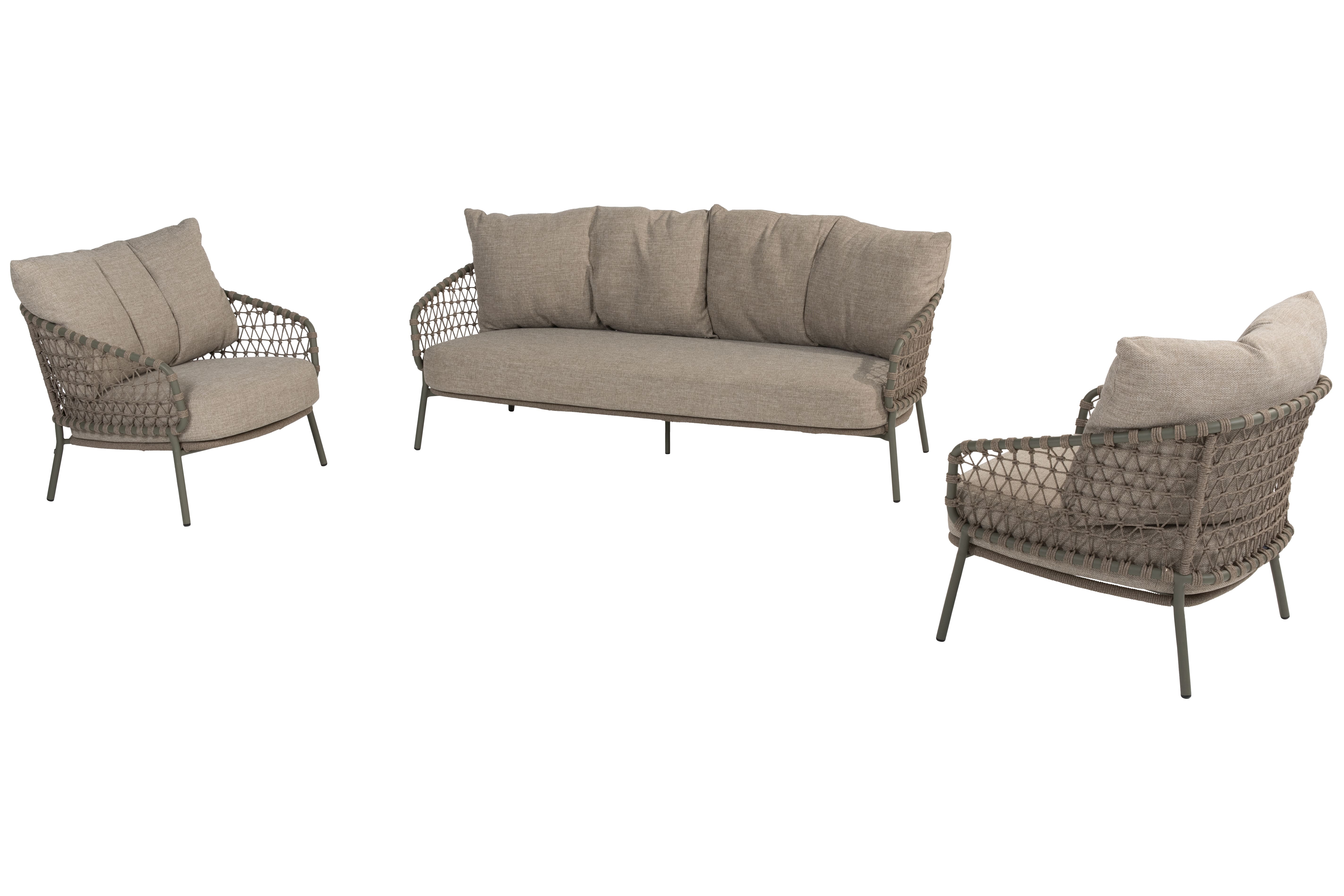 4 Seasons Outdoor Loungeset Jura olive 3-delig showmodel