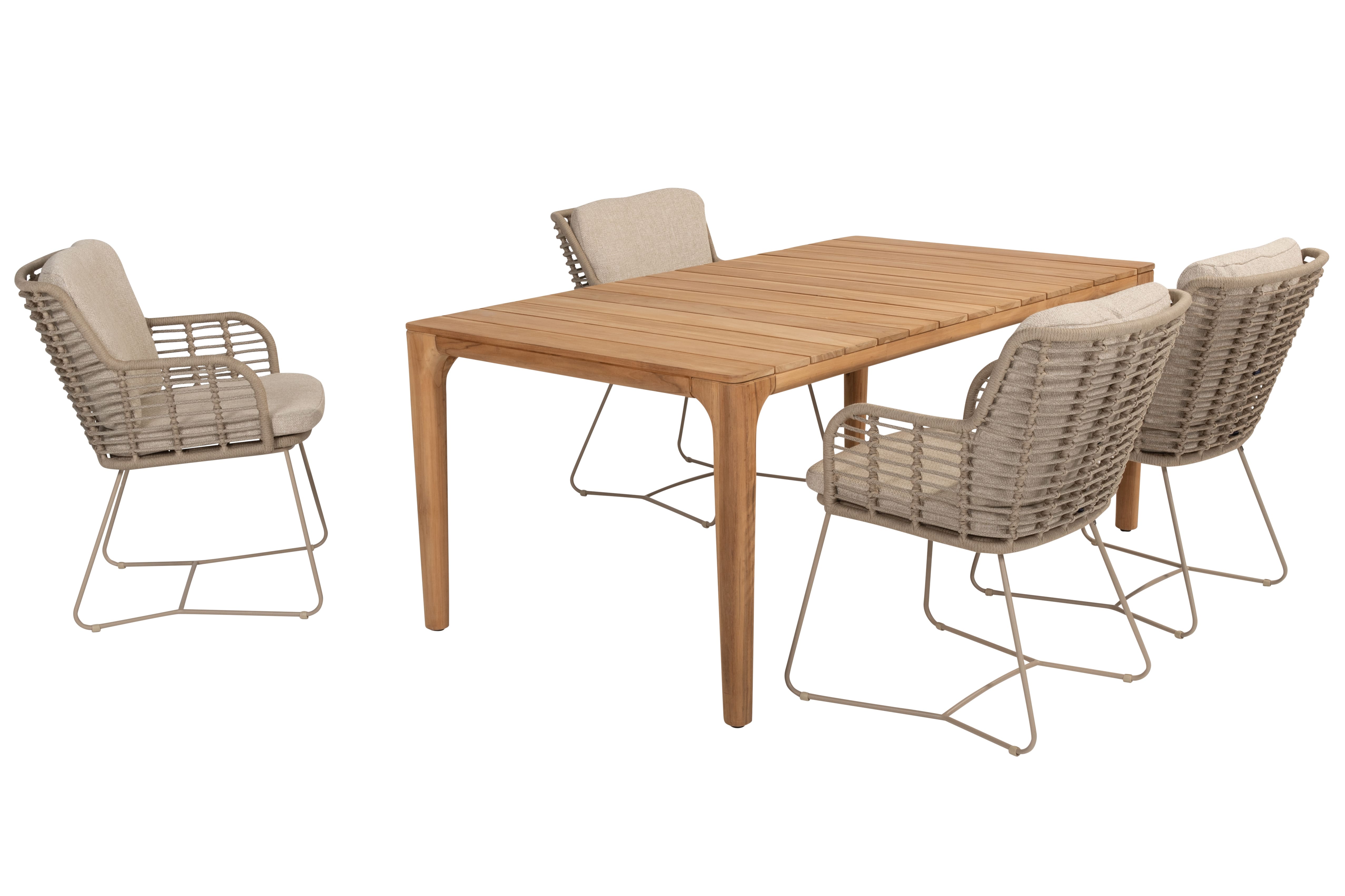 4 Seasons Outdoor Diningset Fabrice latte-Liam 180x100cm 5-delig