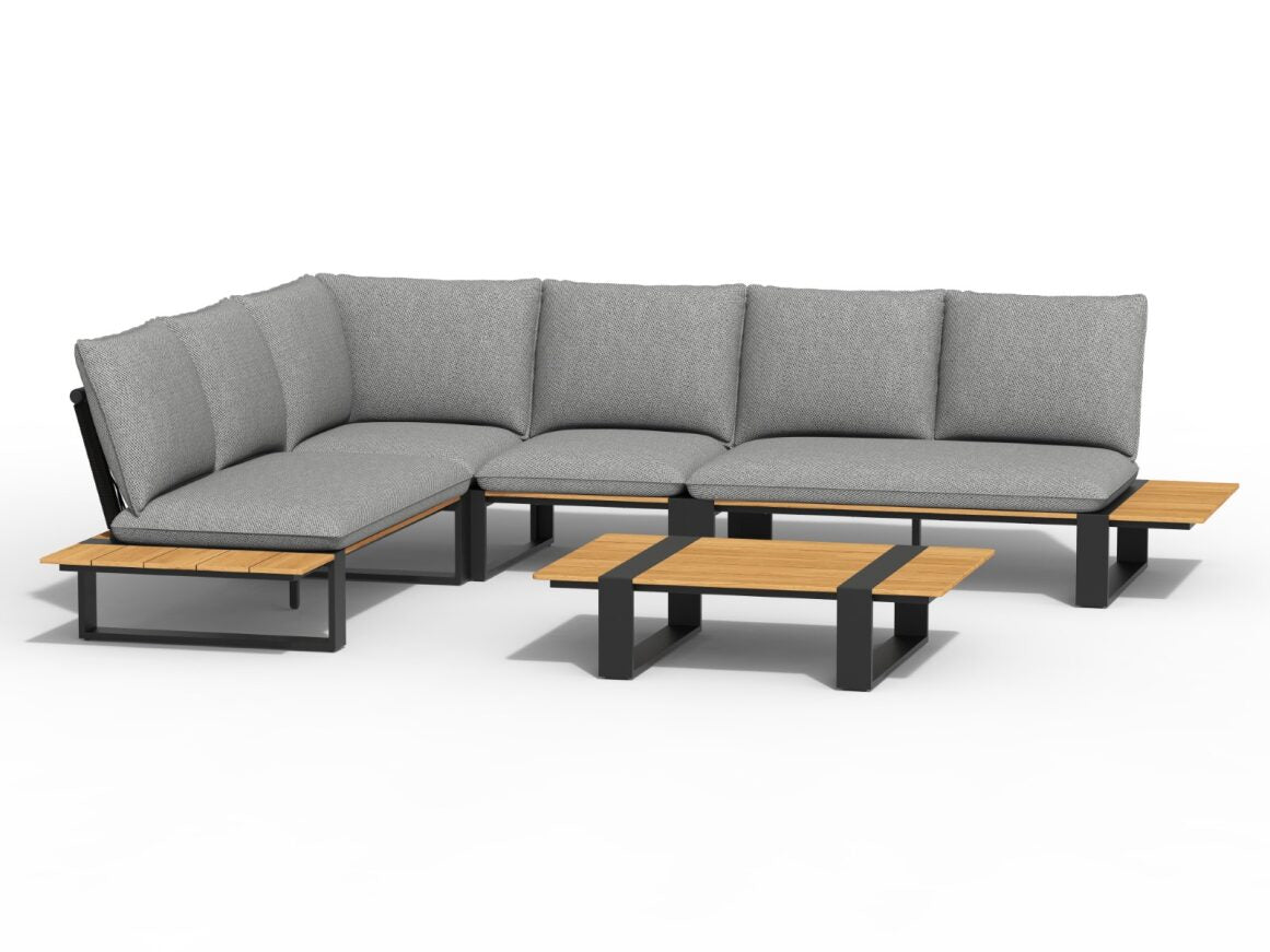 Tierra Outdoor Loungehoek Seto teak charcoal 5-delig