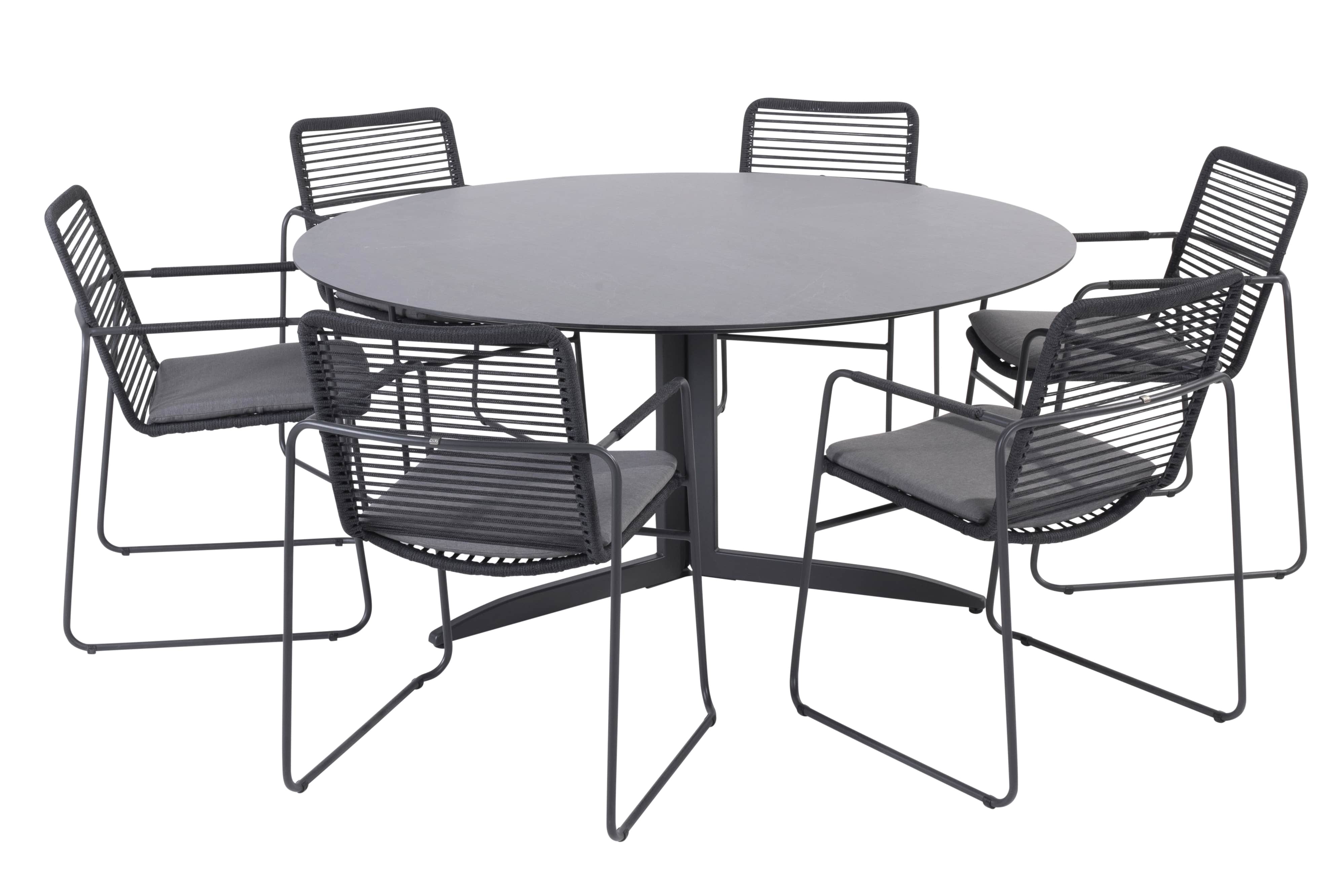 Taste 4SO elba-embrace Hpl slate antraciet Ø160cm diningset 7-delig