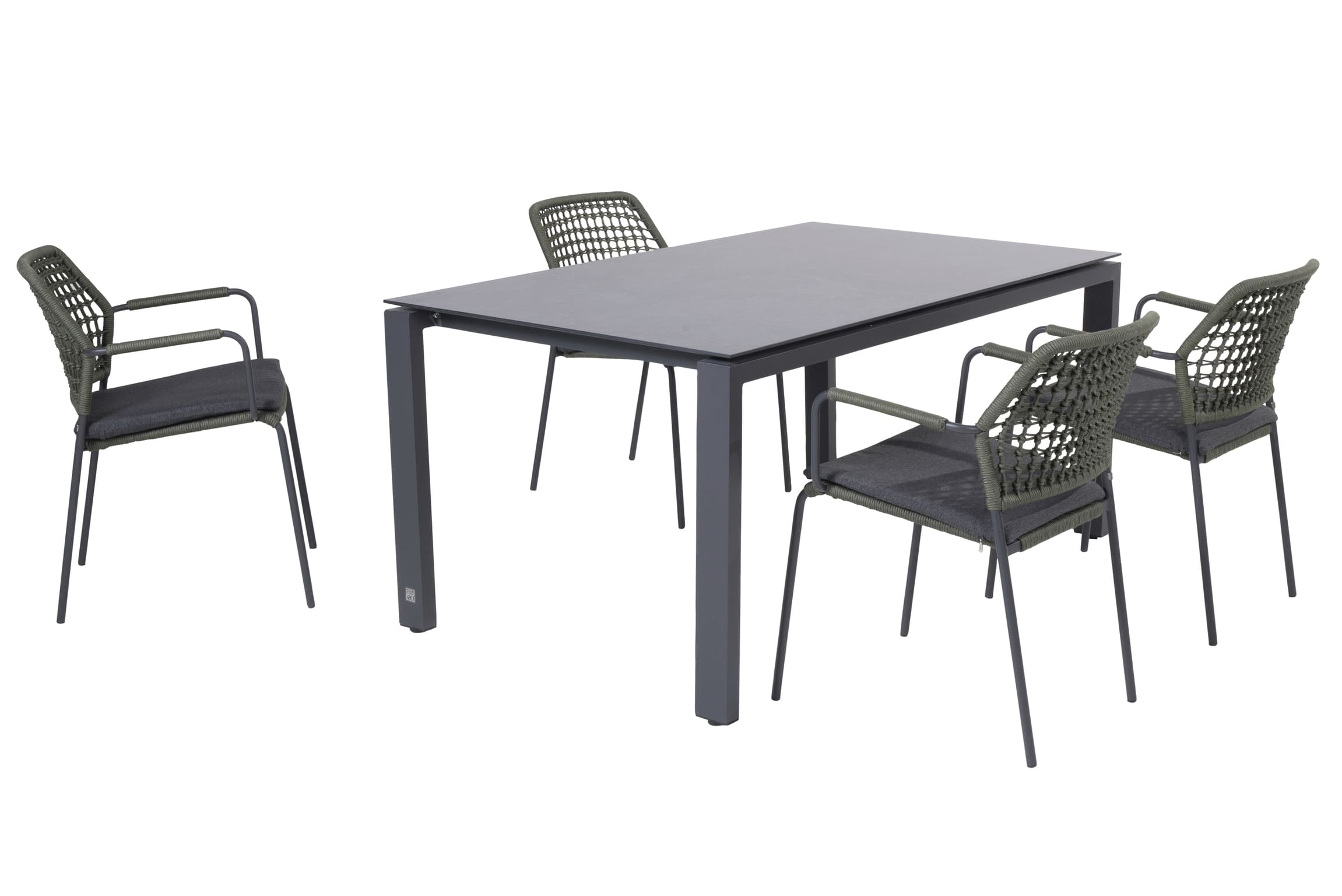 4 Seasons Outdoor barista groen-goa HPL slate antraciet 160cm diningset 5-delig