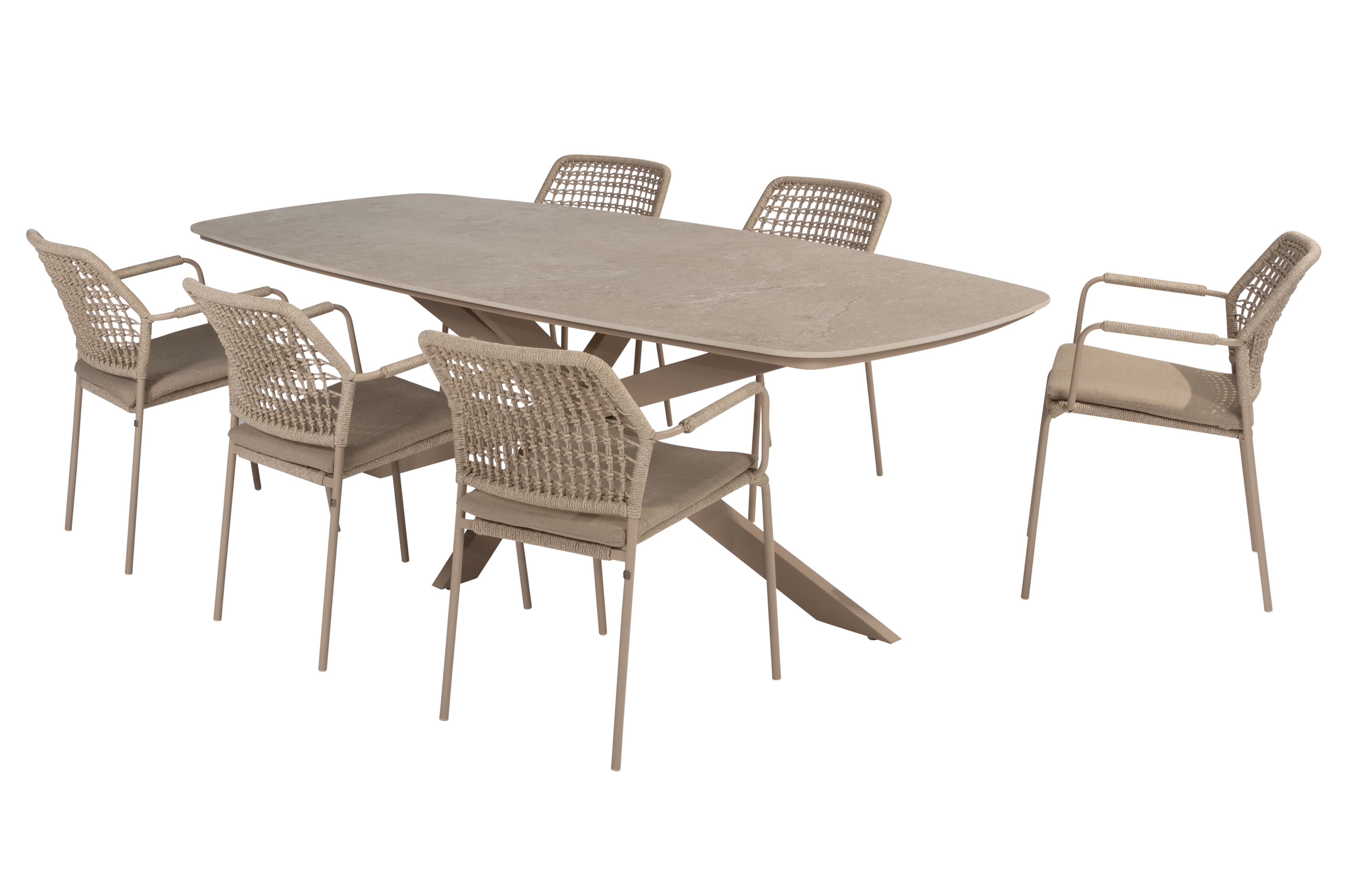 Taste 4SO Diningset Barista latte-Praddo barrel 240x105cm 7-delig