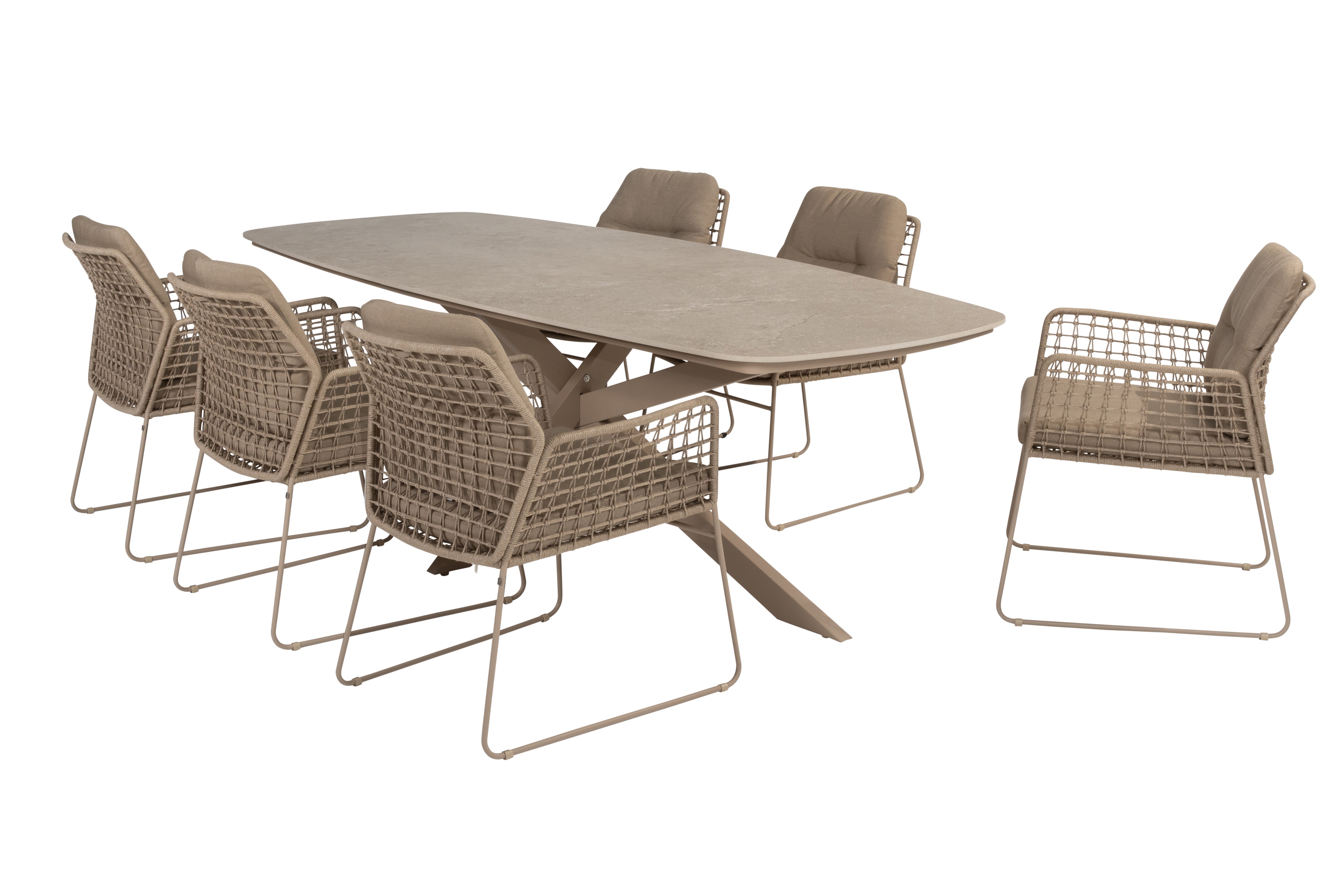 Taste 4SO Diningset Albano latte-Prado keramiek 240x105cm 7-delig