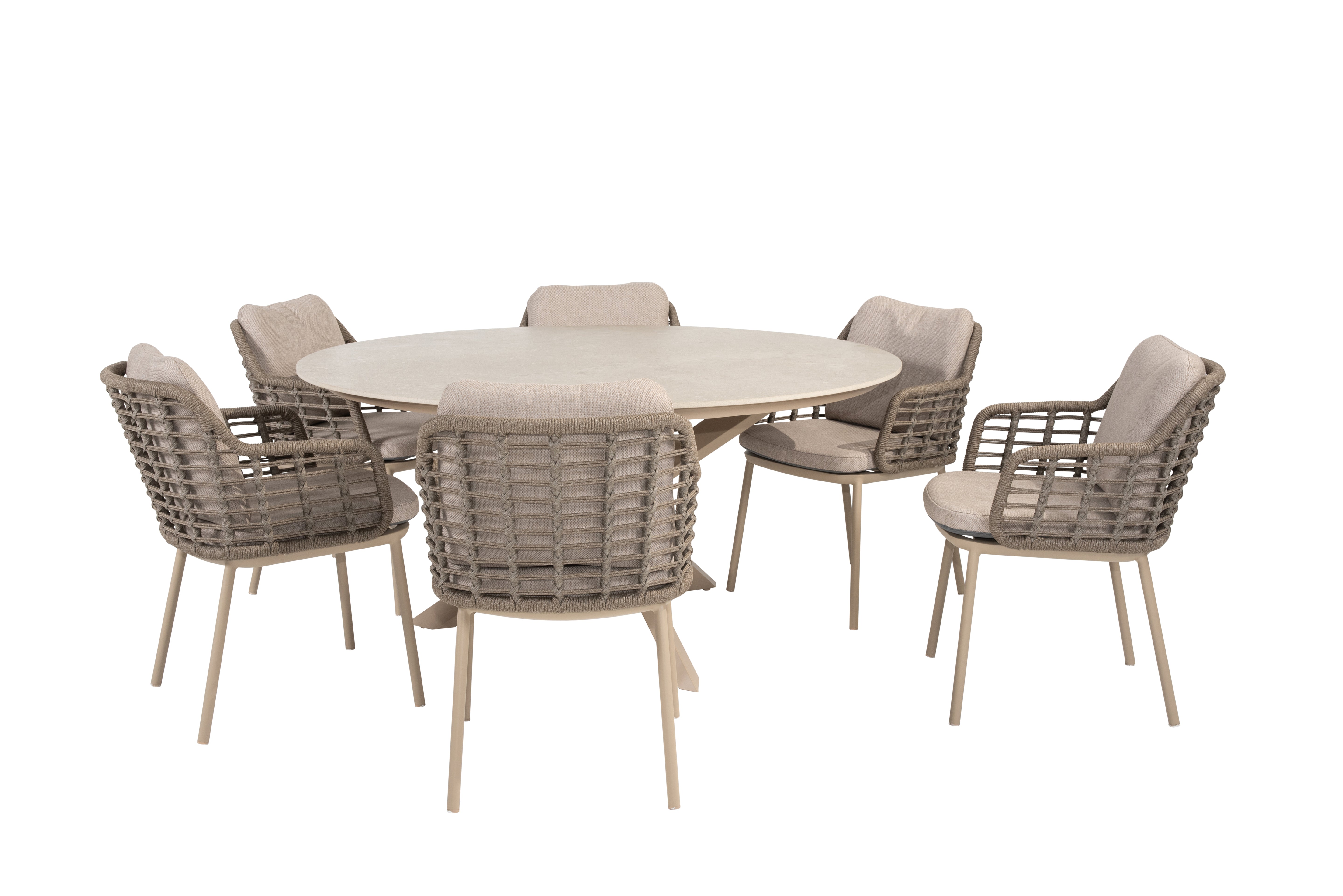 Taste 4SO Diningset Puglia latte-Prado keramiek ø160cm 7-delig