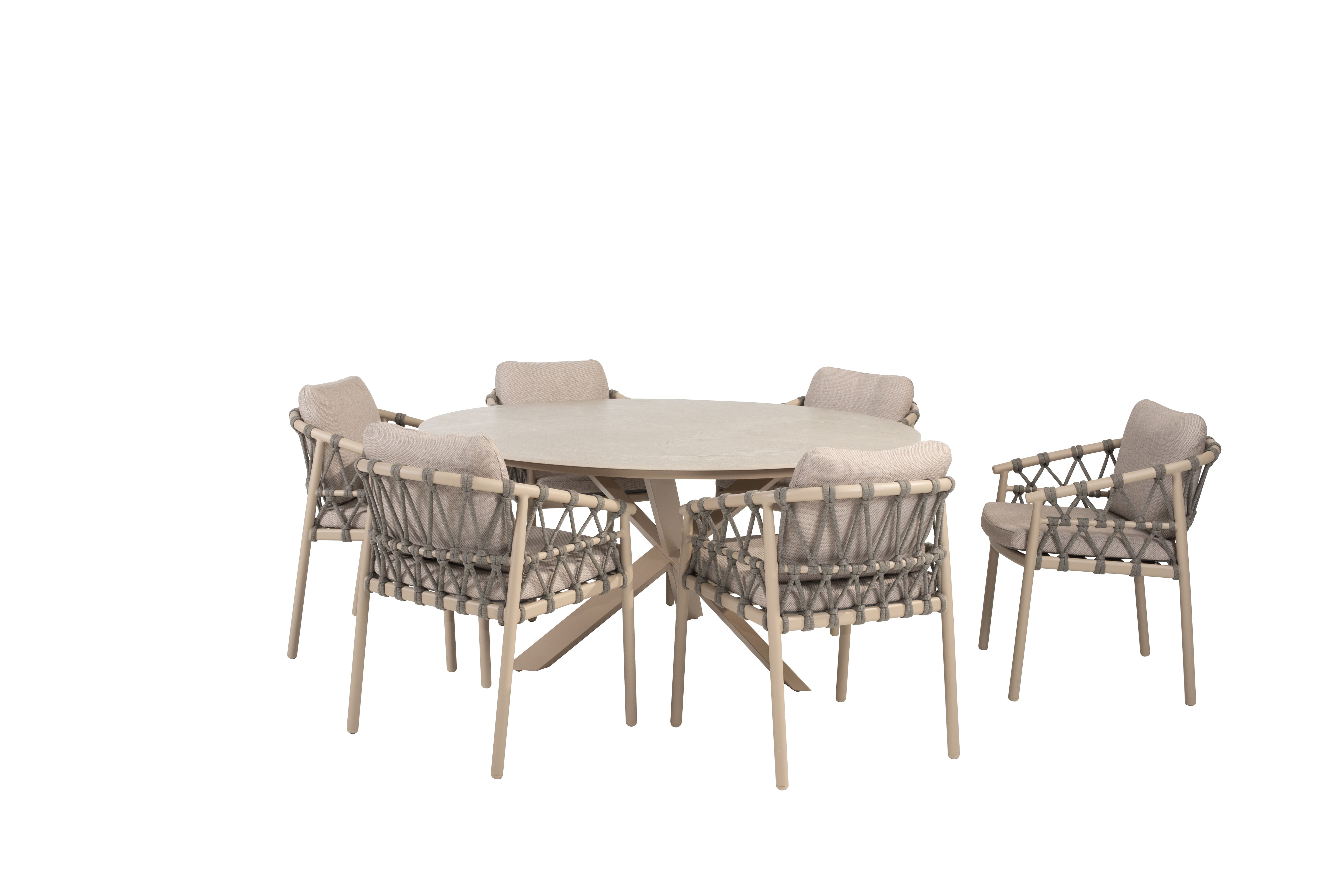 Taste 4SO Diningset Piacenza latte-Prado keramiek ø160cm 7-delig