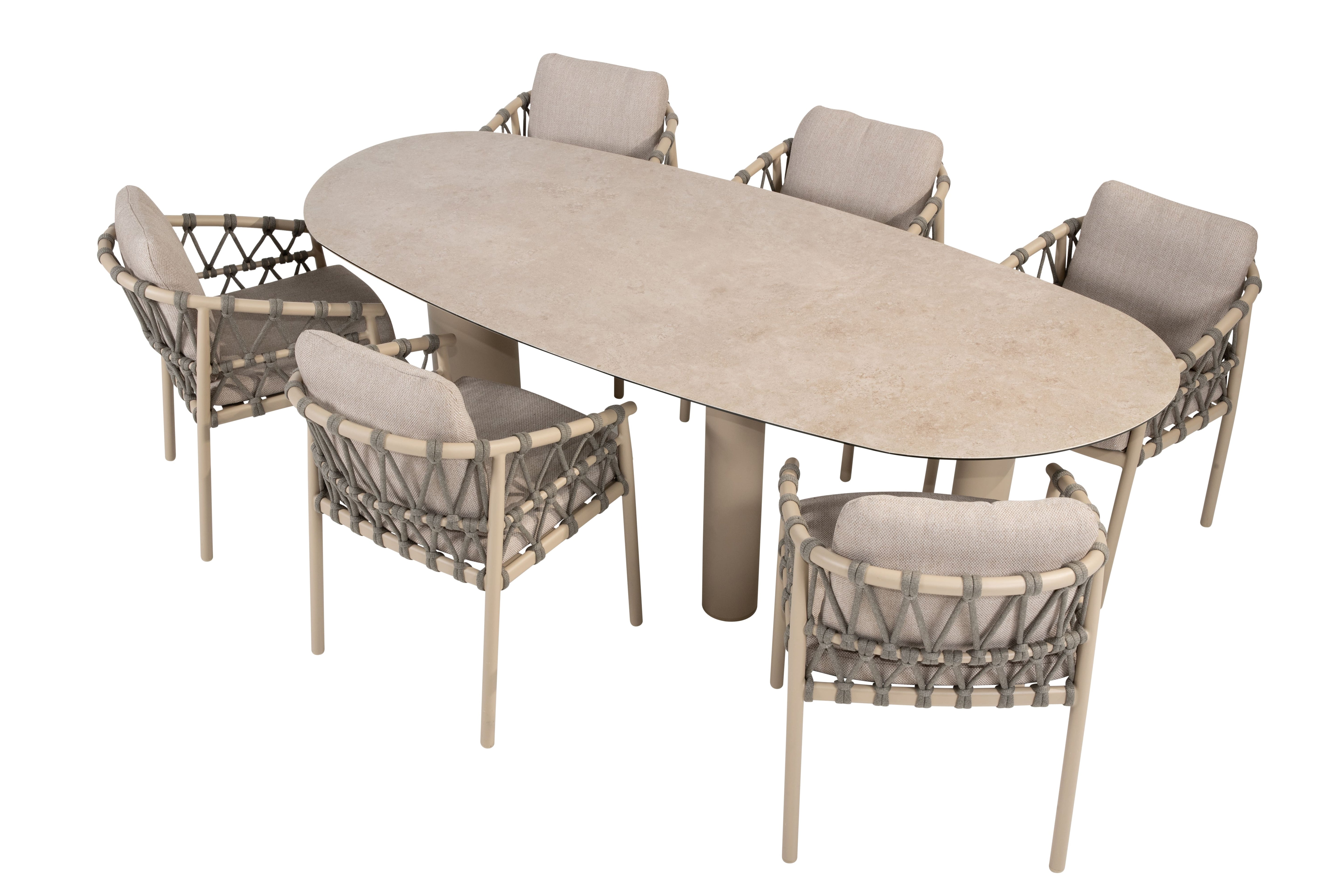 Taste 4SO Diningset Piacenza latte-Denia 240x105cm 7-delig