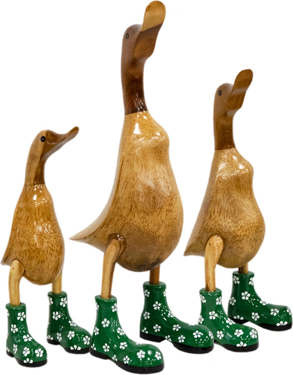 Jojo Living Houten eend groene laarzen 32cm
