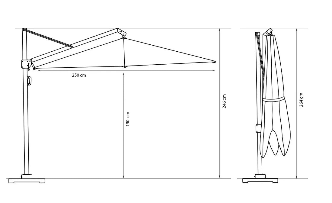 Platinum Zweefparasol Challenger T² Premium 350x260cm Teak/Champagne