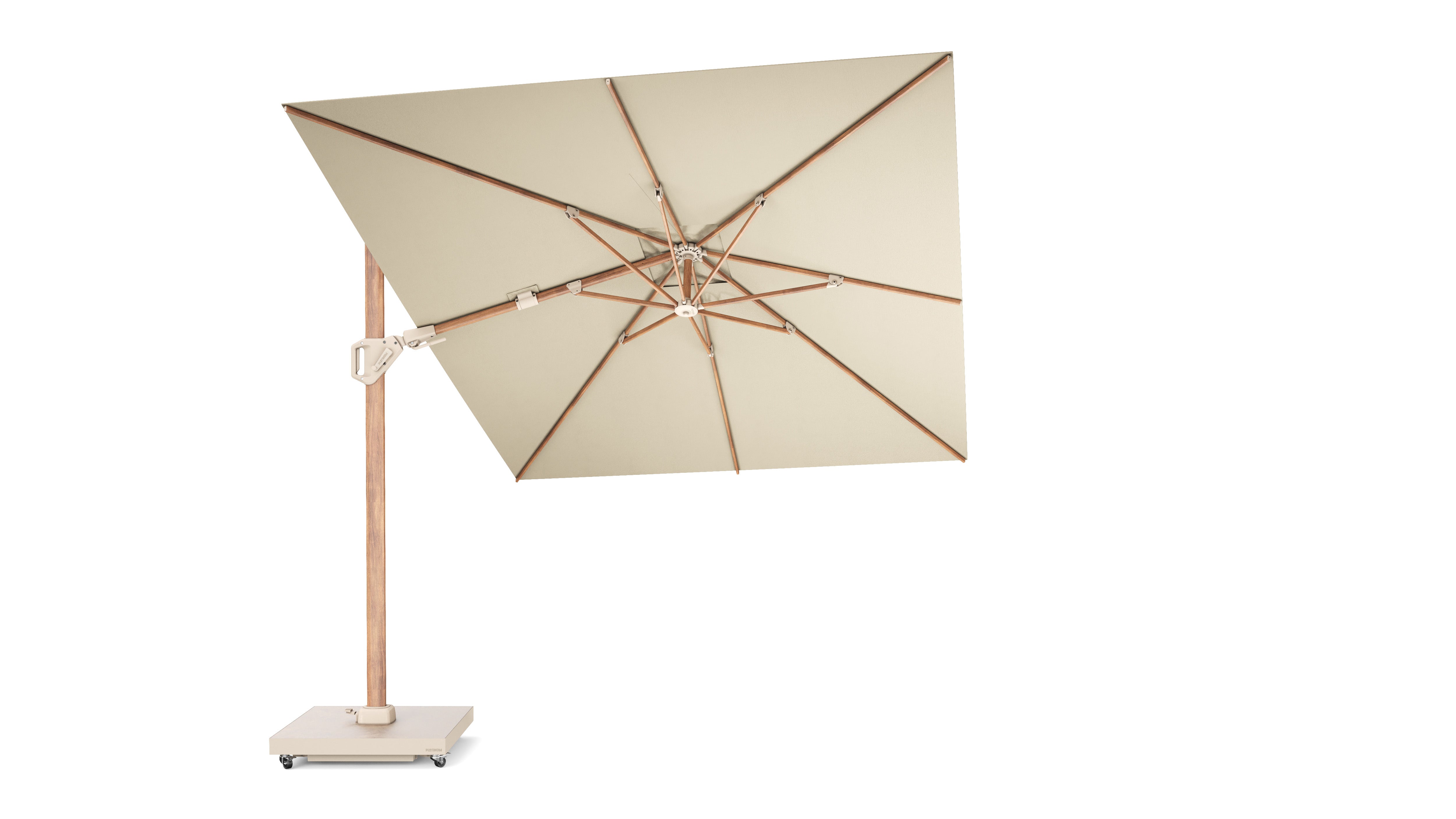 Platinum Zweefparasol Challenger T² Premium 350x260cm Teak/Champagne