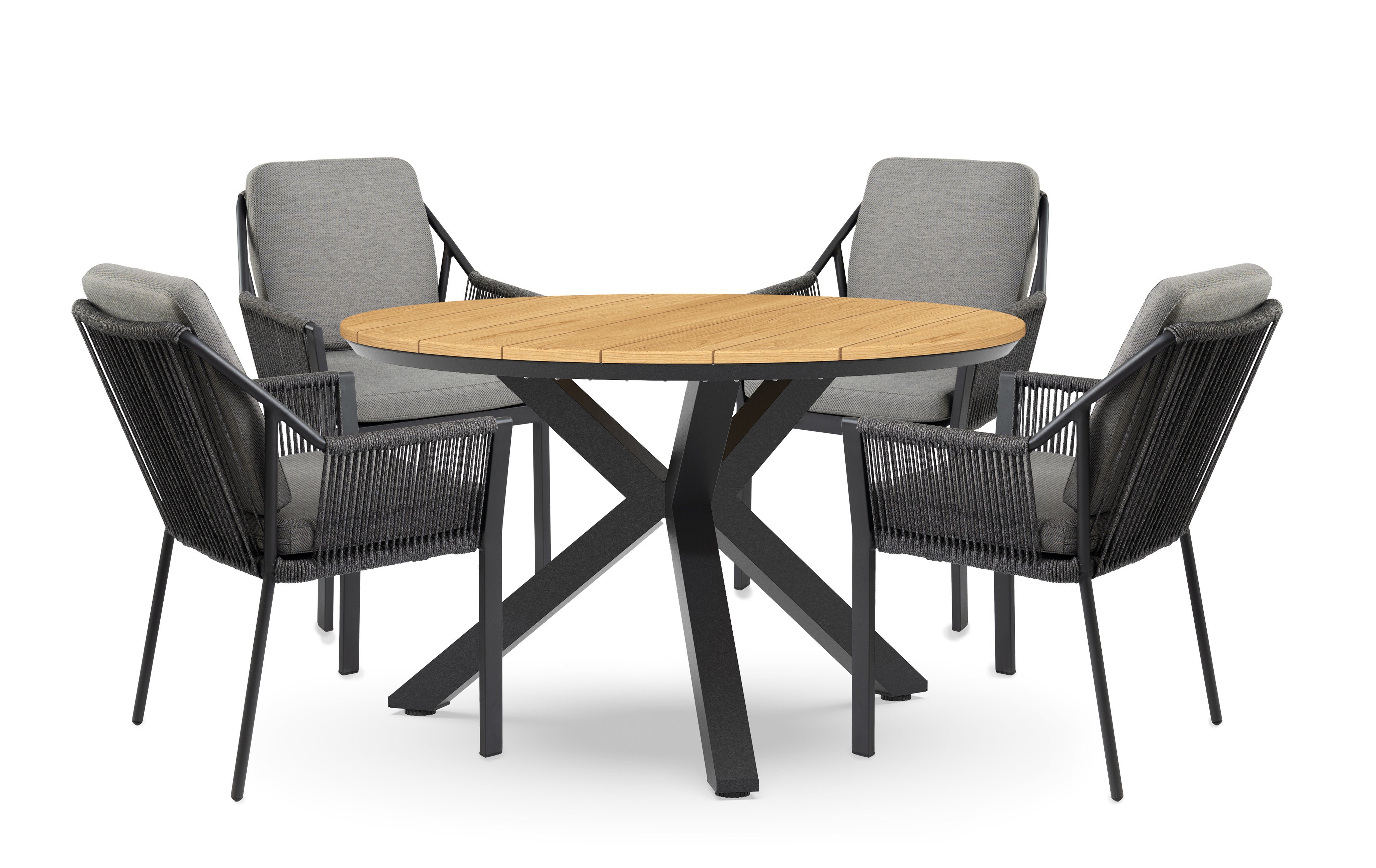 Tierra Outdoor Diningset Liv charcoal-Orbital Ø120cm 5-delig