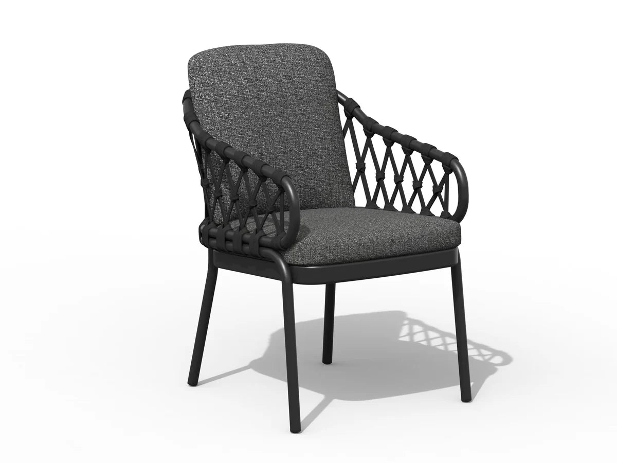 Tierra Outdoor Diningset Natal charcoal - Omnigo teak charcoal Ø150cm 6-delig