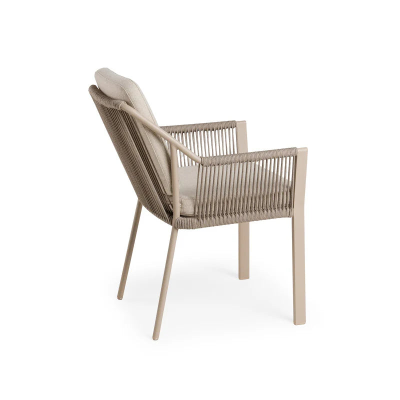 Tierra Outdoor Diningset Liv champagne - Orbital ophira Ø120cm 5-delig