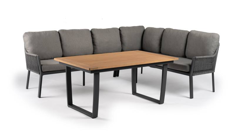 Tierra Outdoor liv loungehoek rechts charcaol teak 3-delig