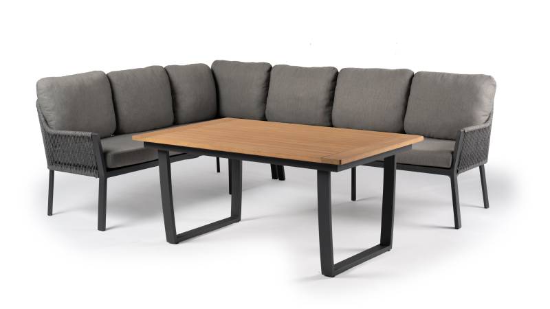 Tierra Outdoor Loungehoek Liv links charcoal teak 3-delig