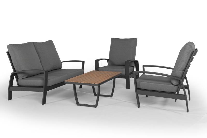 Tierra Outdoor Loungeset Valencia charcoal 4-delig