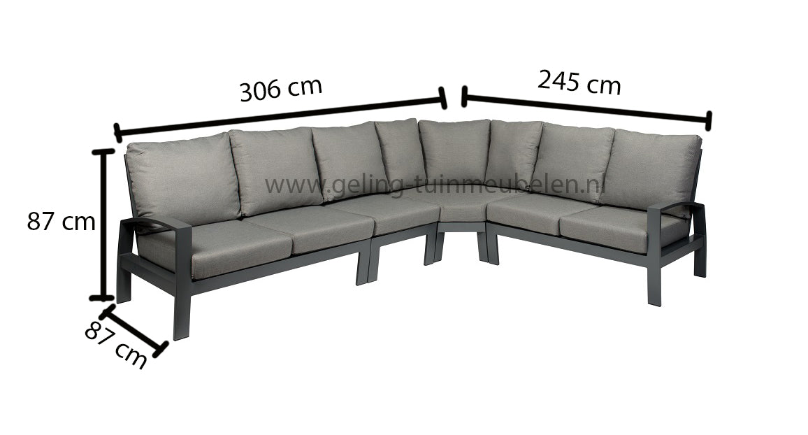 Tierra Outdoor valencia loungehoek 4-delig charcoal