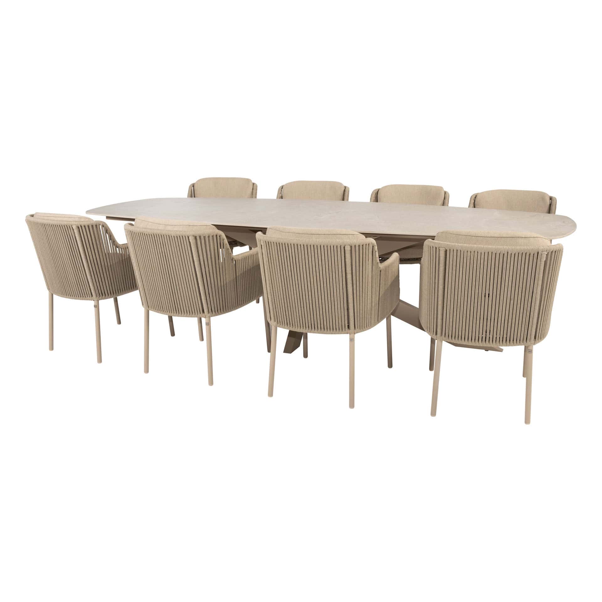 4 Seasons Outdoor Diningset Bernini latte-Prado keramiek 300x115cm 9-delig