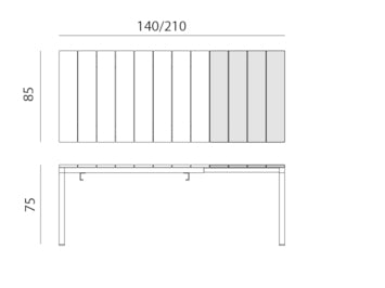 Nardi Diningtafel Rio 140/210x85cm aluminium antraciet