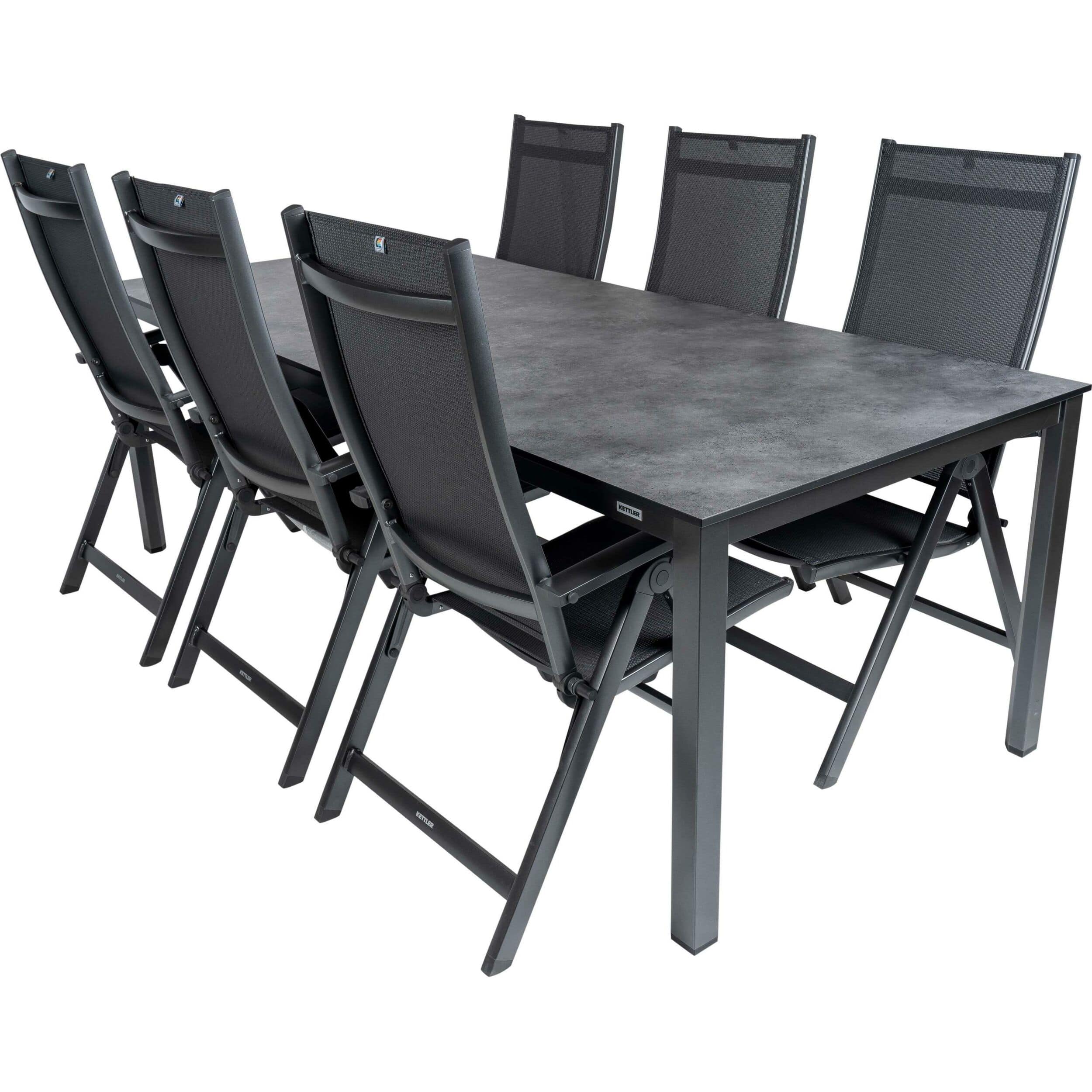 Kettler Diningset Easy standenstoel-Cubic HPL antraciet 220x100cm 7-delig