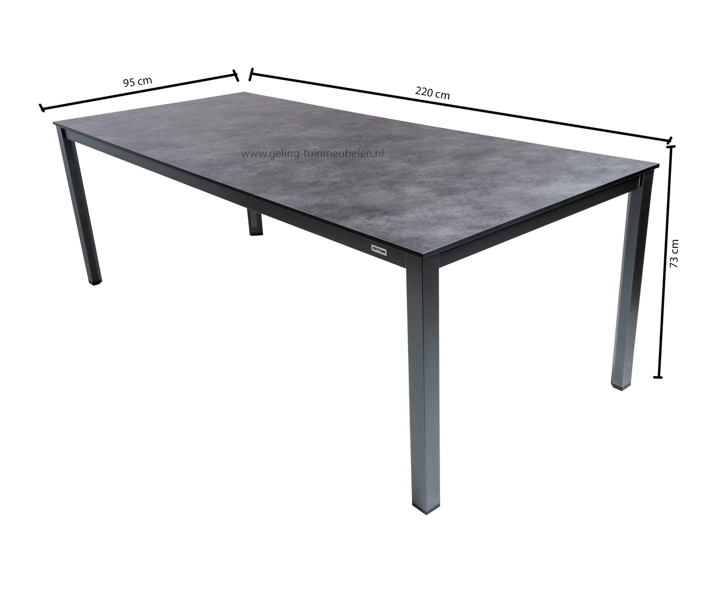 Kettler Diningset Legato standenstoel-Cubic HPL antraciet 220x100cm 7-delig