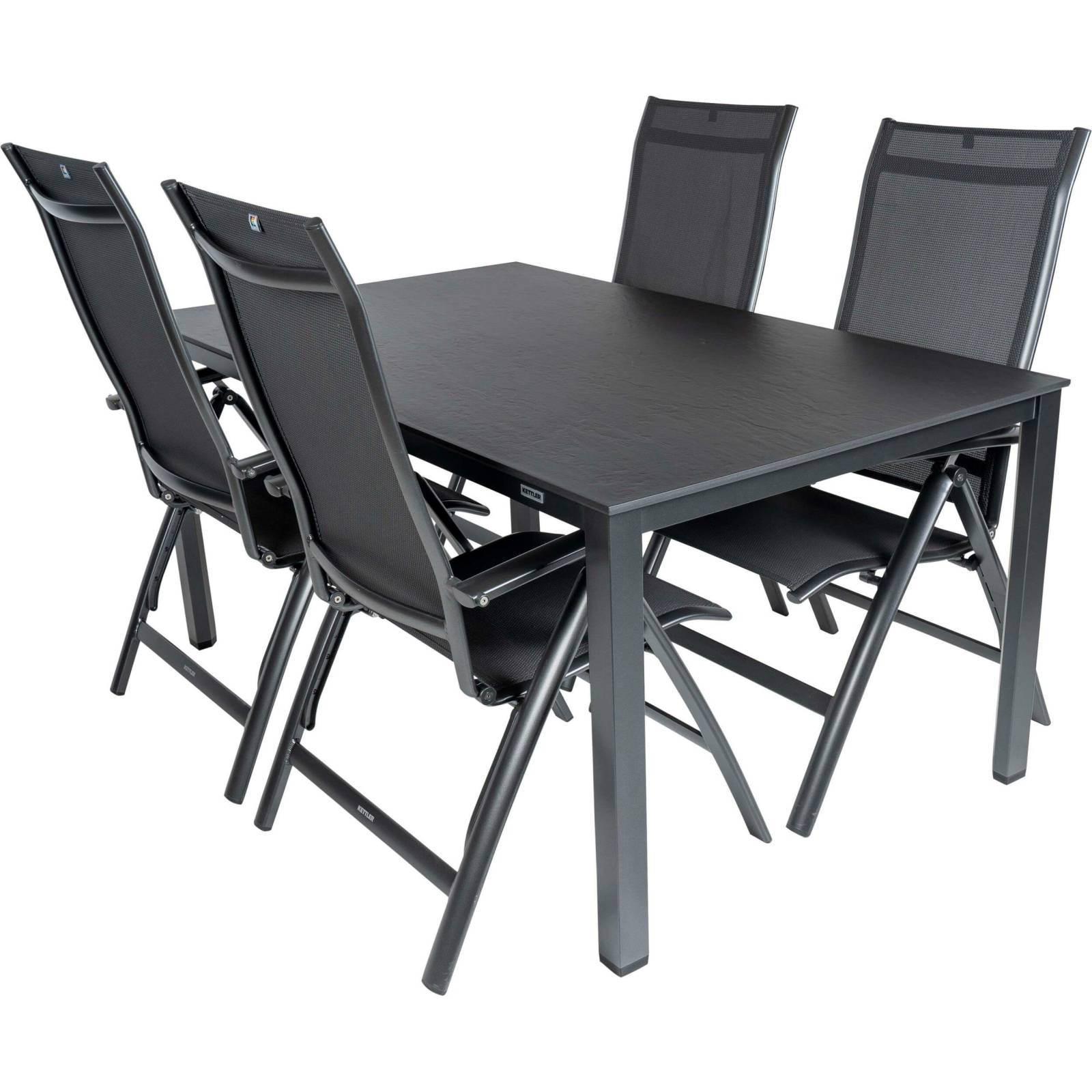 Kettler Diningset Legato standenstoel-Cubic leisteen 160x95cm 5-delig