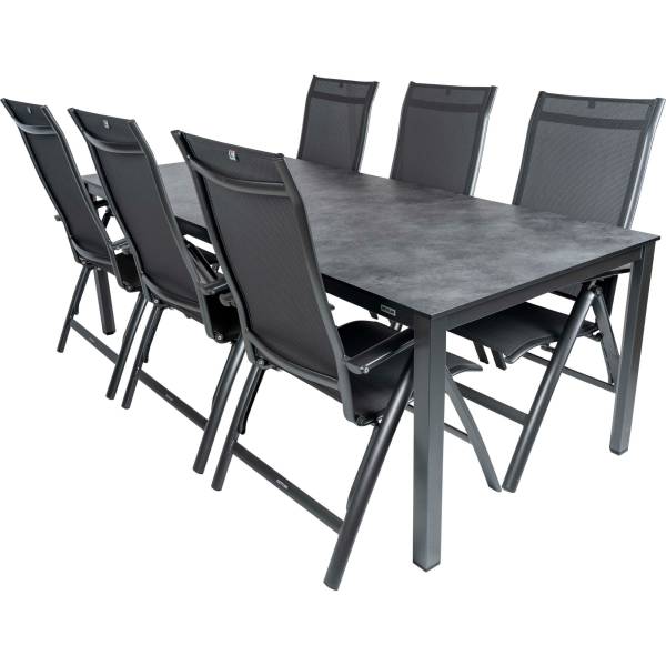 Kettler Diningset Legato standenstoel-Cubic HPL antraciet 220x100cm 7-delig