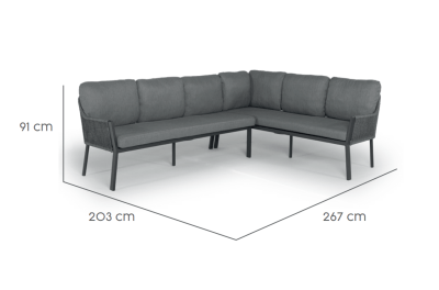 Tierra Outdoor liv loungehoek rechts charcoal 3-delig