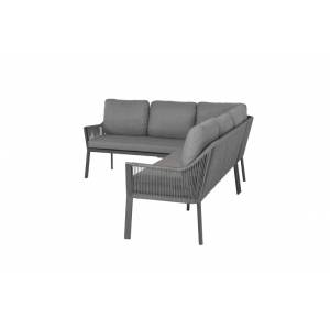 Tierra Outdoor Loungehoek Liv links charcoal teak 3-delig