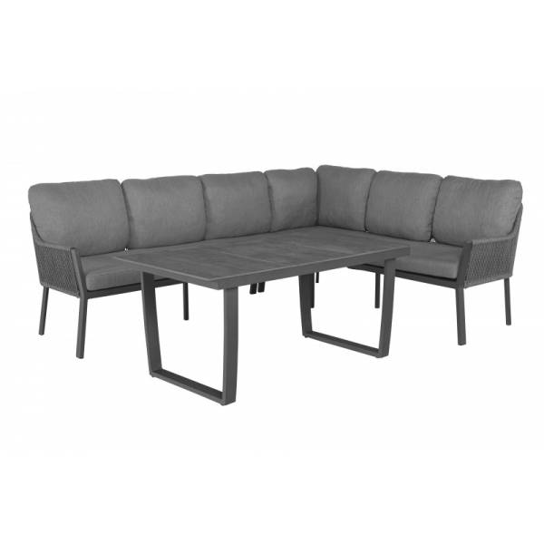 Tierra Outdoor liv loungehoek rechts charcoal 3-delig