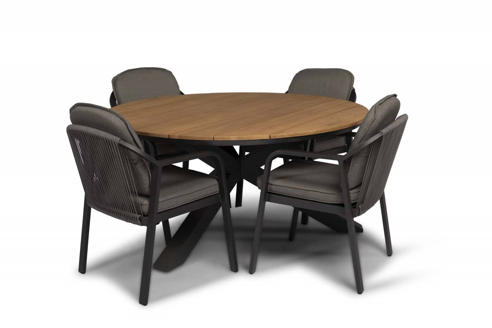 Tierra Outdoor Diningset Pep charcoal-Orbital teak 120Øcm 5-delig