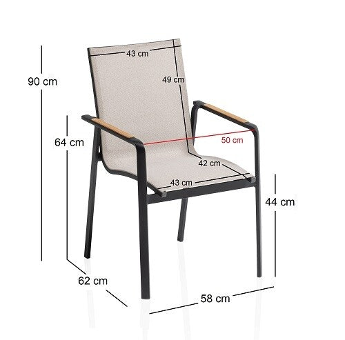 Kettler Stapelstoel Queens alu/teak