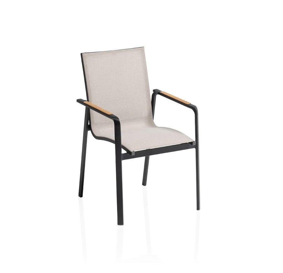 Kettler Stapelstoel Queens alu/teak