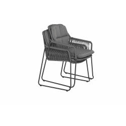 Tierra Outdoor Diningset Rivera charcoal - Omnigo teak charcoal Ø150cm 6-delig