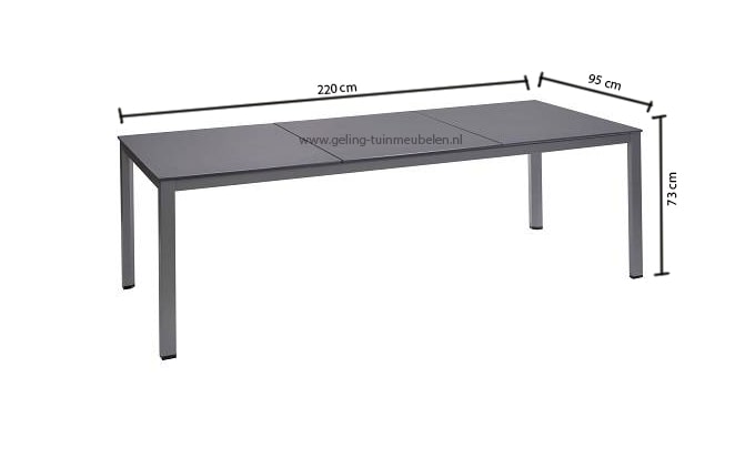 Kettler cubic leisteen 220x95cm diningtafel antraciet