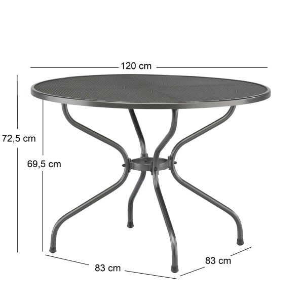Kettler Diningtafel Strekmetaal Ø120cm
