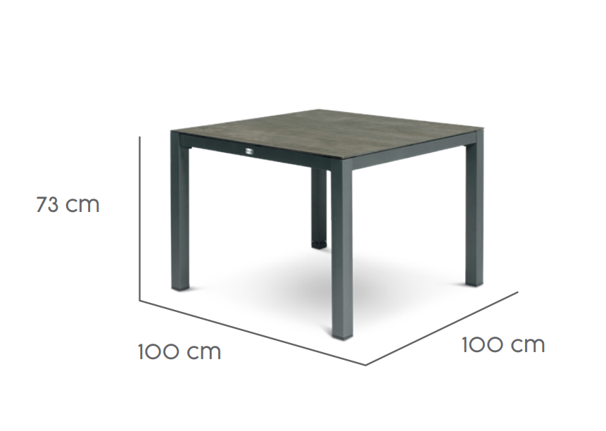Tierra Outdoor Diningtafel Briga charcoal-forest grey 100x100cm