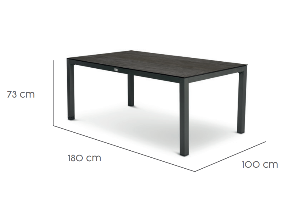 Tierra Outdoor Diningtafel Briga charcoal-forest grey 180x100cm