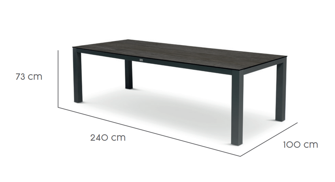 Tierra Outdoor Diningtafel Briga charcoal-forest grey 240x100cm