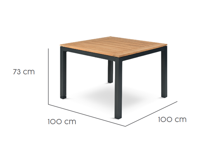 Tierra Outdoor Diningtafel Briga charcoal-teak 100x100cm