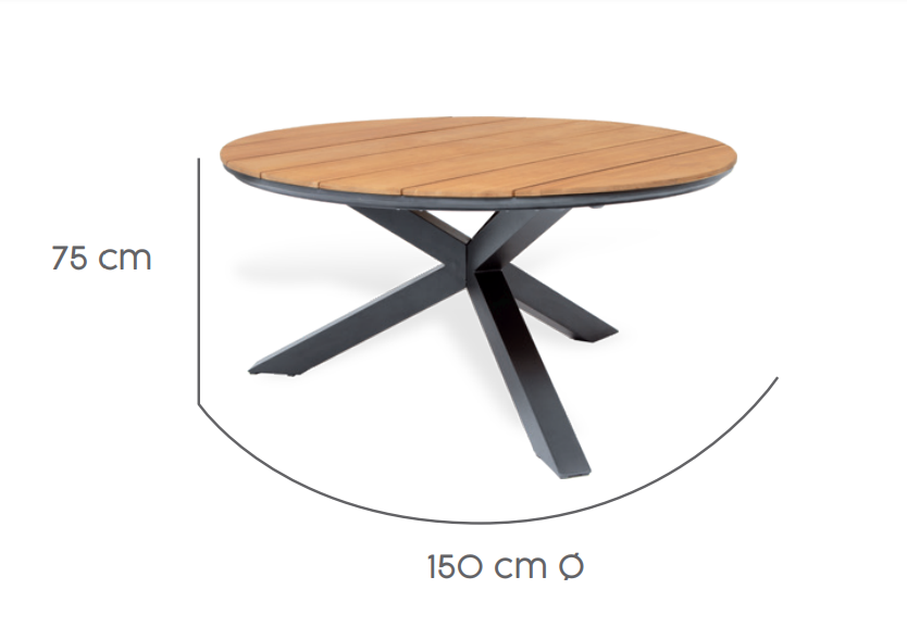 Tierra Outdoor Diningtafel Omnigo charcoal/teak ø150cm