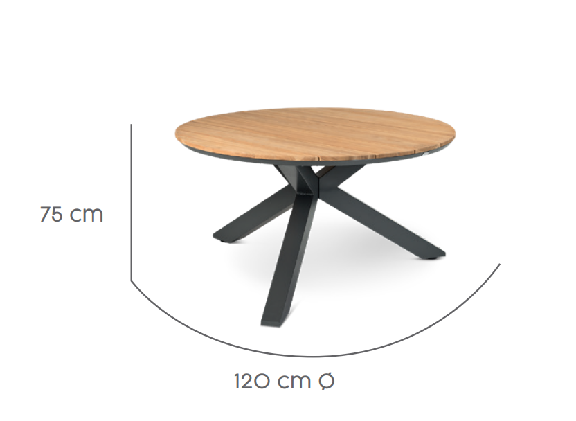 Tierra Outdoor Diningtafel Orbital teak ø120cm